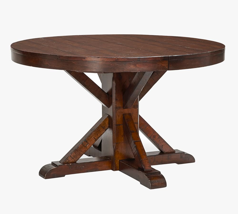 benchwright round pedestal extending dining table