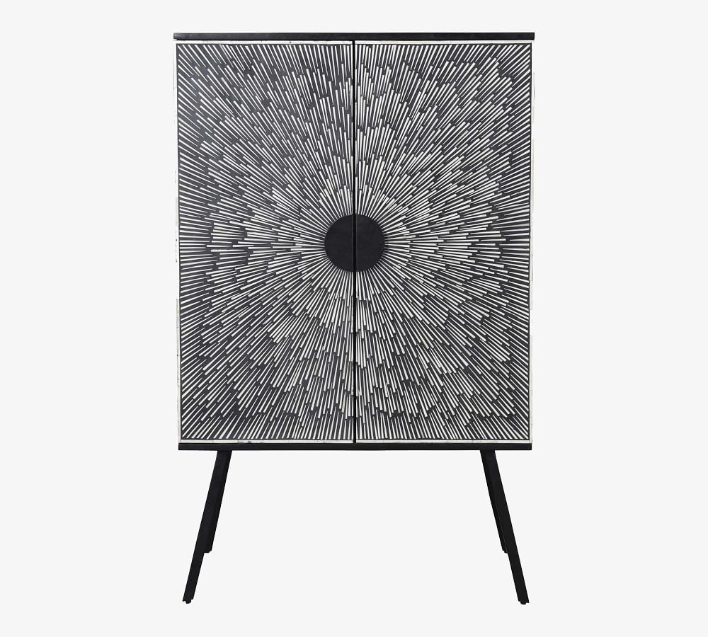 Starstruck 32'' Black and White Camel Bone Wine Cabinet