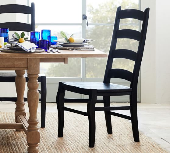 black ladderback dining chairs