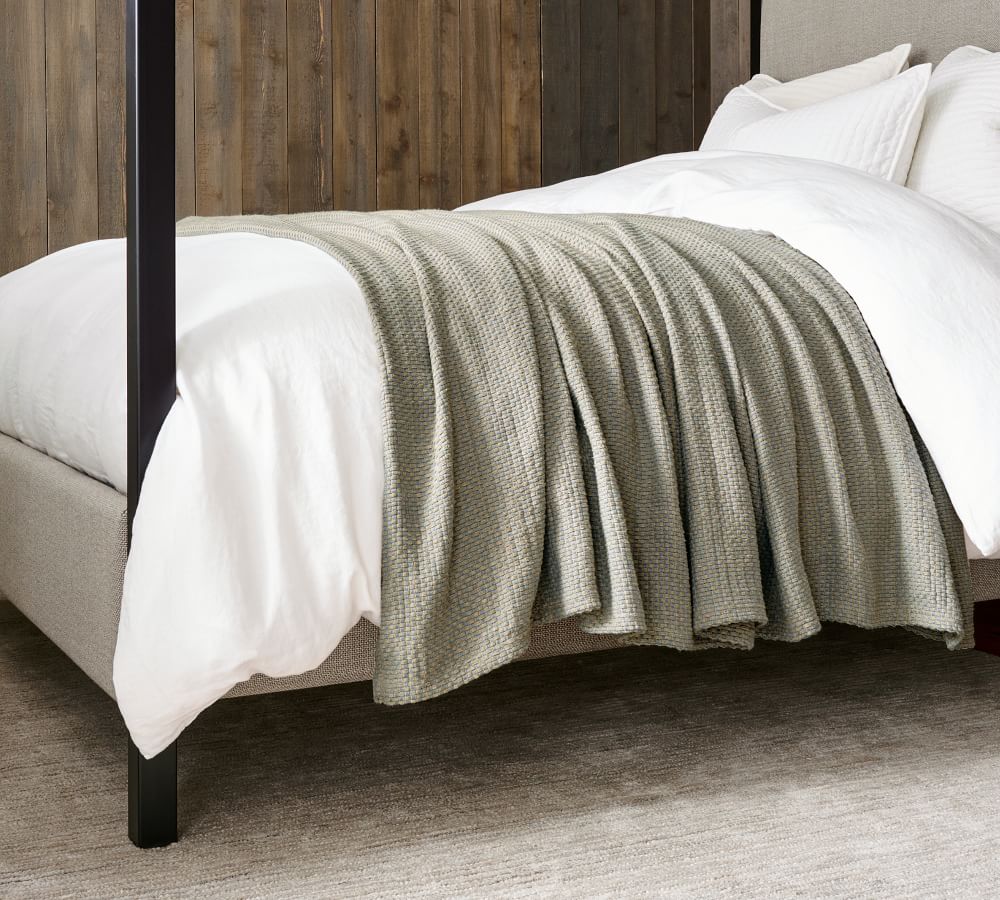 Basketweave Cotton/Linen Blanket Pottery Barn