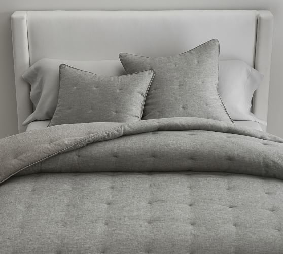 Belgian Flax Linen Comforter - Flagstone | Pottery Barn