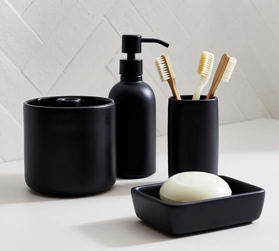 Matte Black Porcelain Bathroom, Black Bathroom Accessories Set Canada