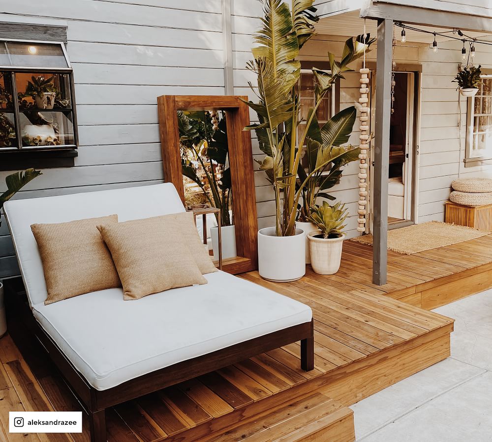 Chatham Double Outdoor Chaise Lounge, Honey Pottery Barn