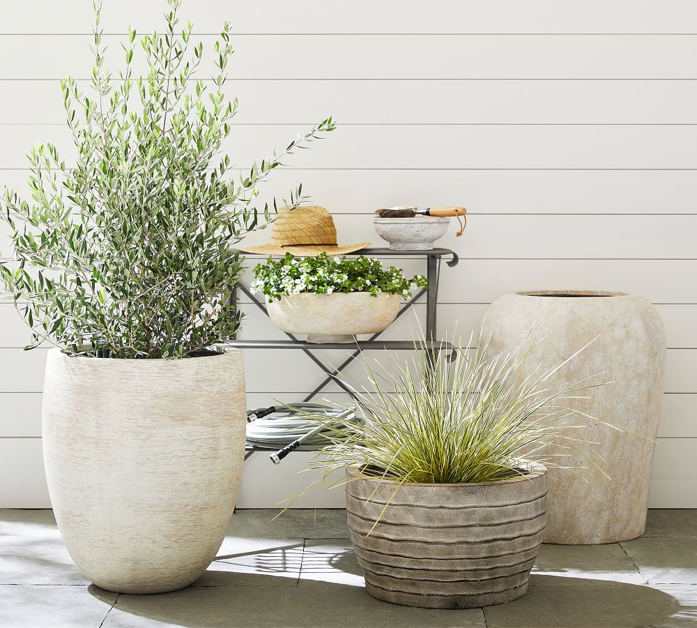 Rectangular White Ceramic Plant Flower Pot With Chassis Home Garden Decor 