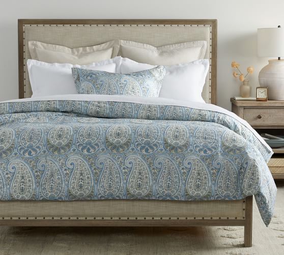 pottery barn blue paisley duvet cover