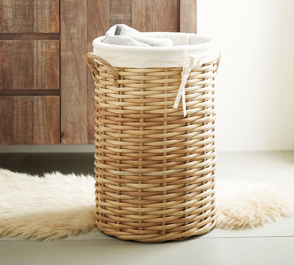 Aubrey Natural Woven Laundry Hamper Pottery Barn