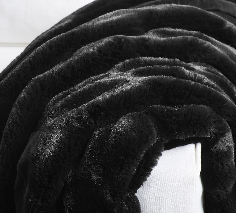 Faux Fur Ruched Throw Blankets Pottery Barn
