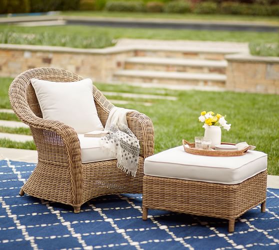 wicker chair with ottoman