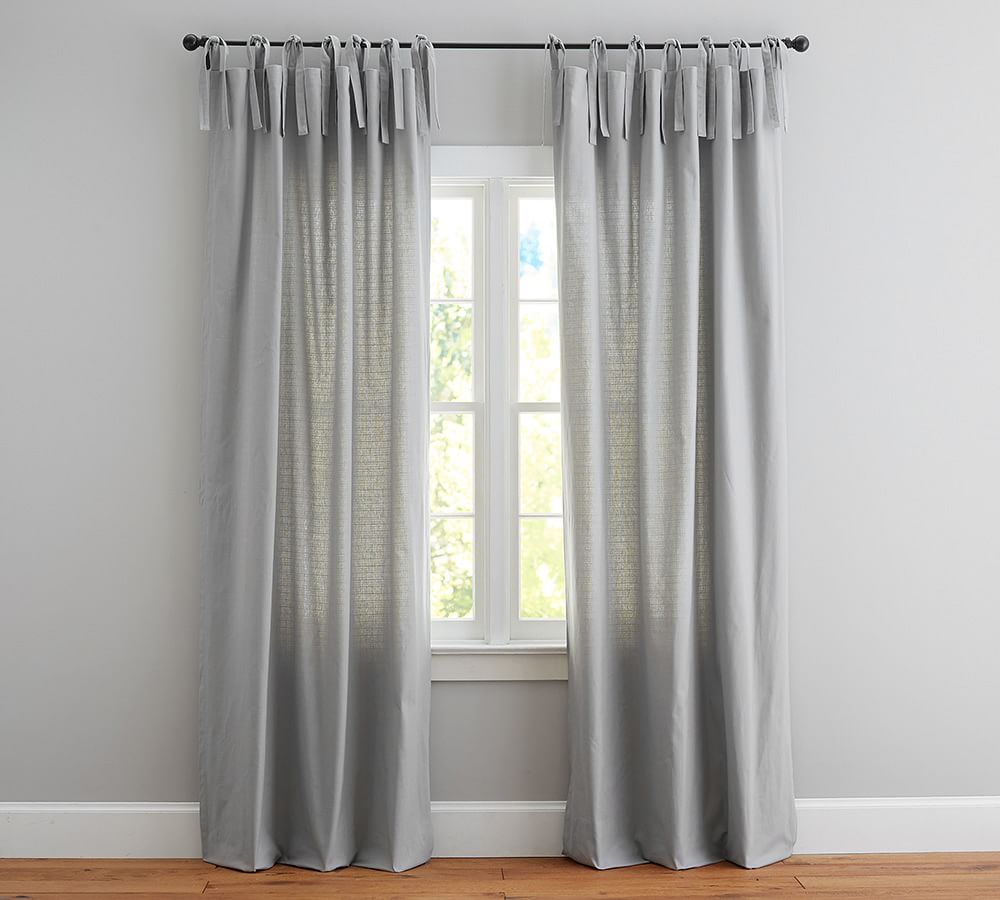 Textured Cotton TieTop Curtain Pottery Barn