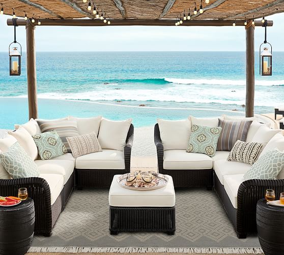 black rattan outdoor sectional