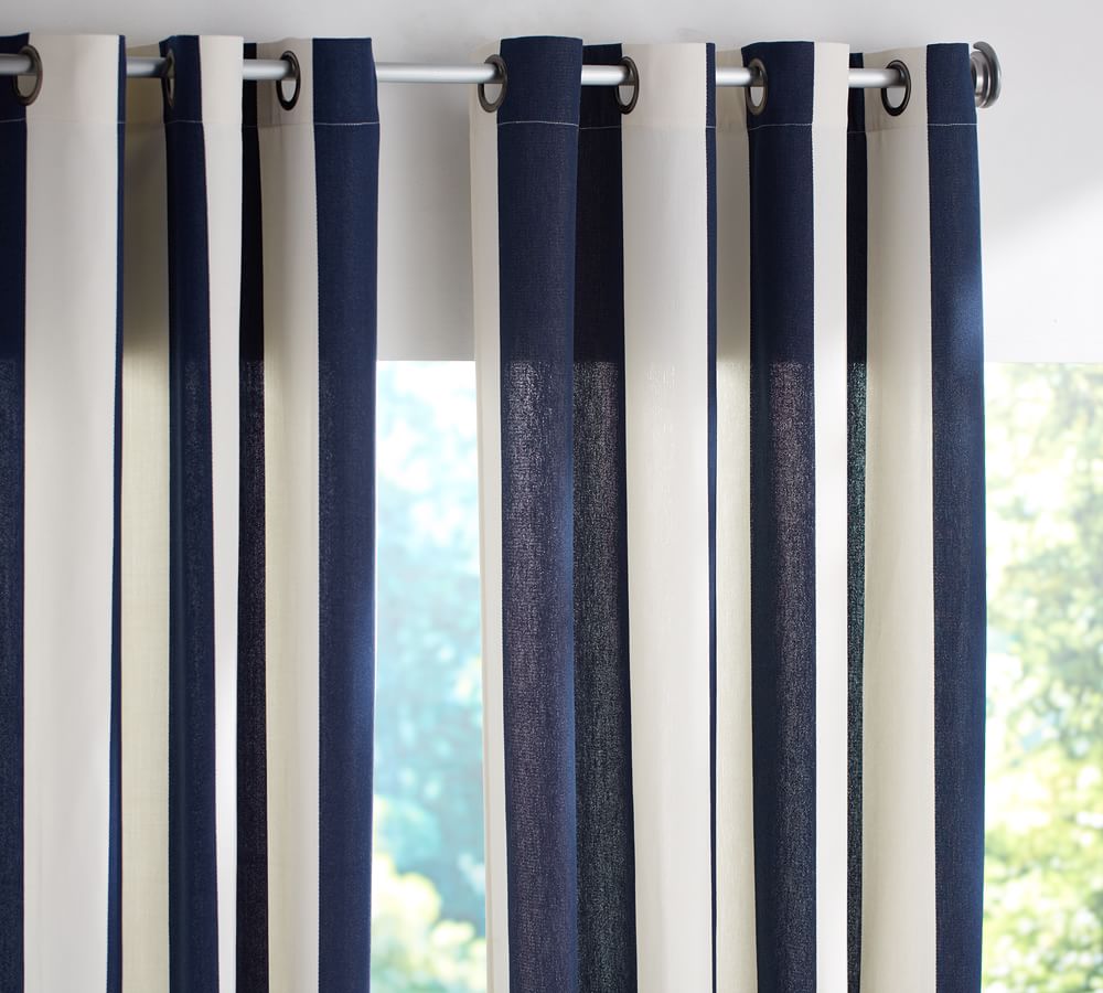 PB Classic Stripe Indoor/Outdoor Grommet Curtain Pottery Barn
