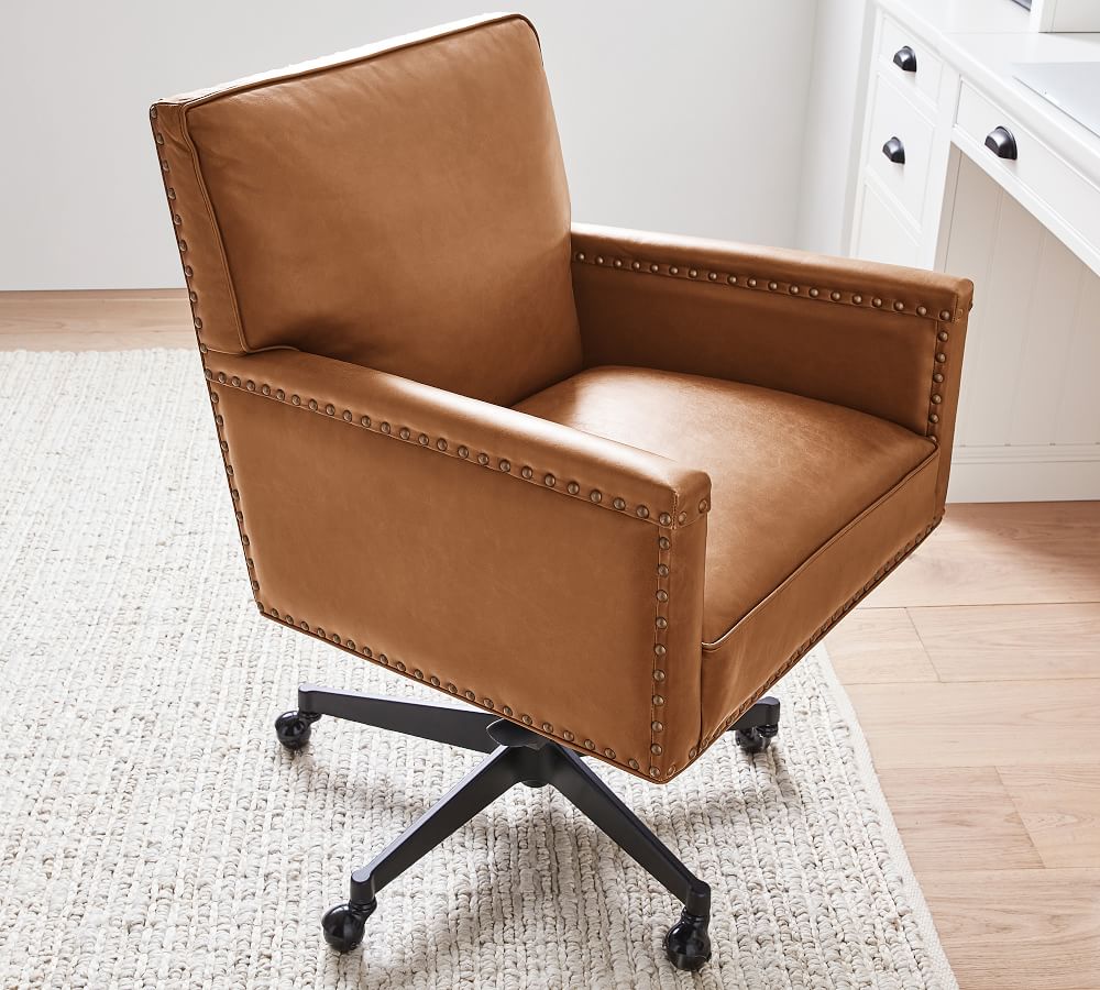 Pottery Barn Leather Swivel Chair