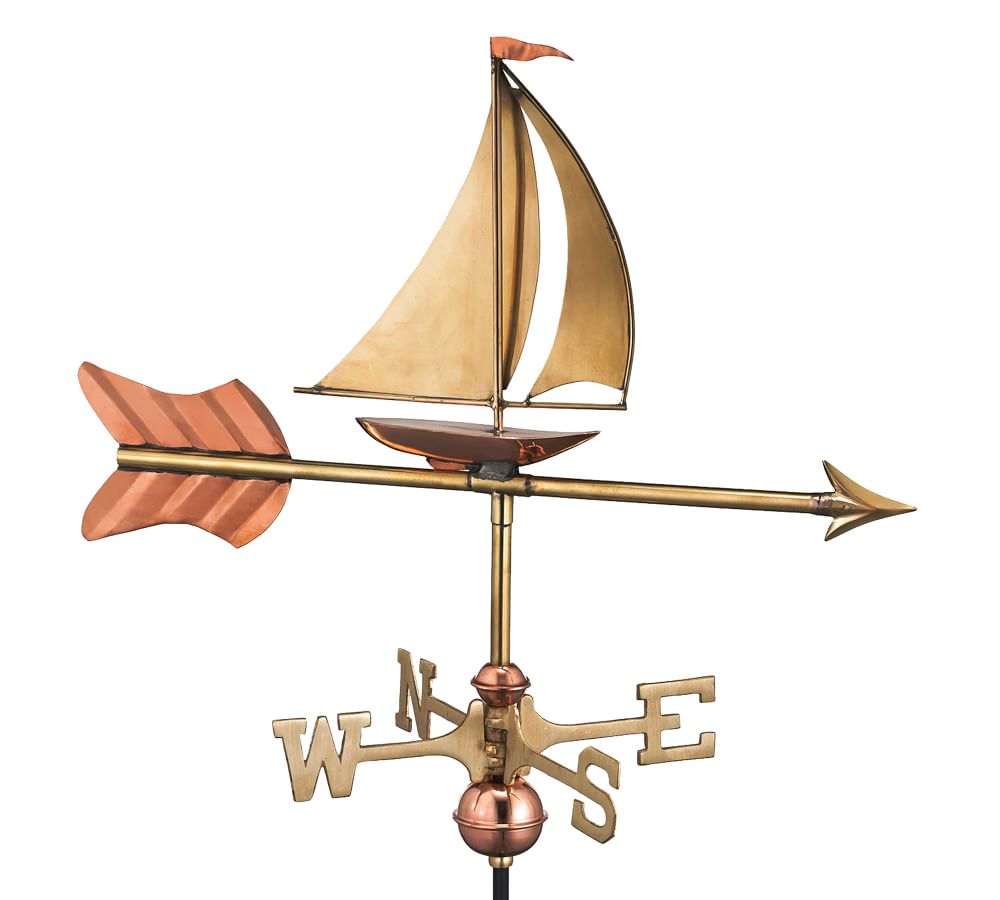 Sailboat roof mount weathervane black wrought iron look made in usa 