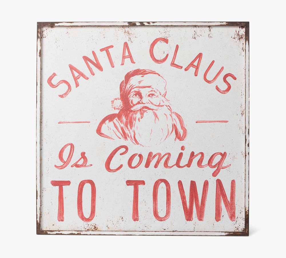 Santa Claus Is Coming To Town Vintage Wall Art Pottery Barn 