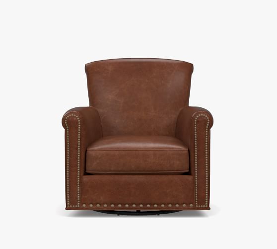 kyrie leather swivel accent chair