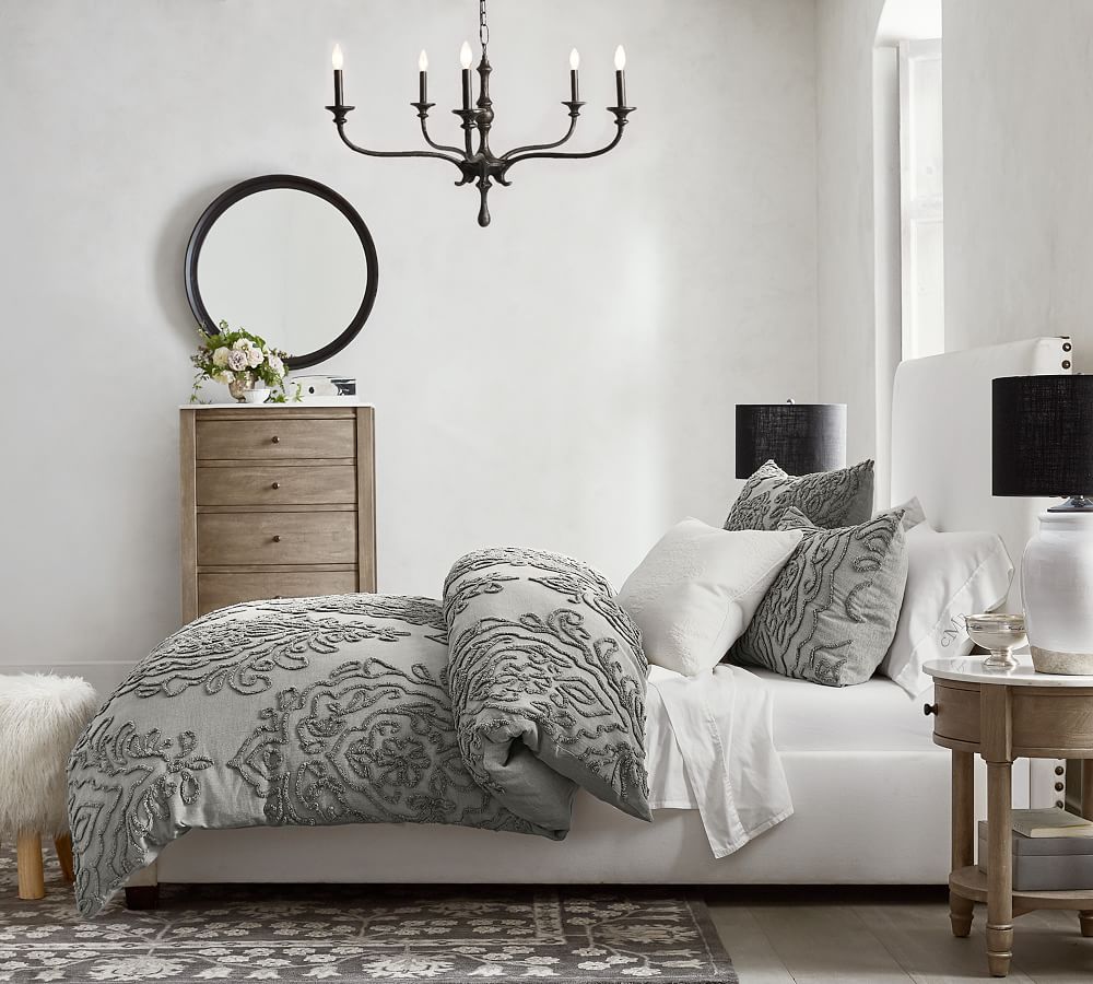 Raleigh Square Upholstered Tall Bed Pottery Barn