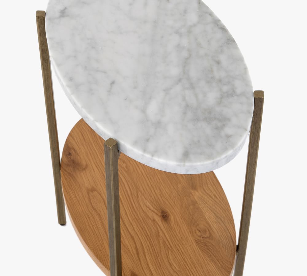 Modern 20" Oval Marble Side Table Pottery Barn