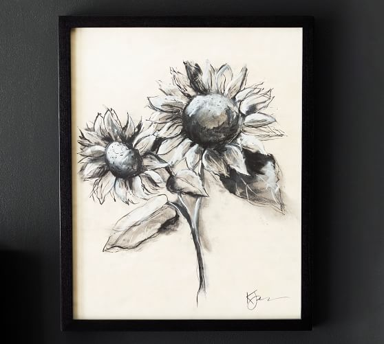 Charcoal Sunflower By The Artists, Easy Charcoal Landscapes Inc