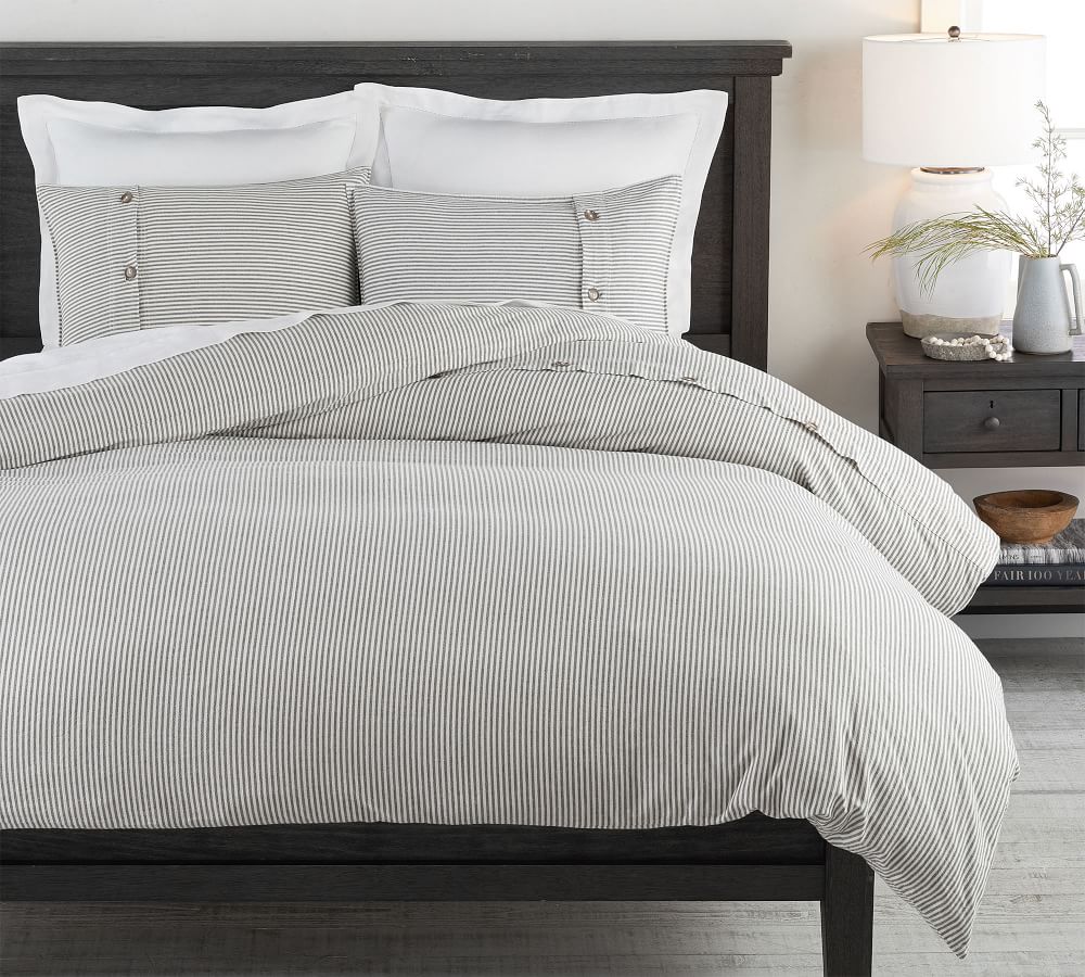 gray and white stripe duvet cover