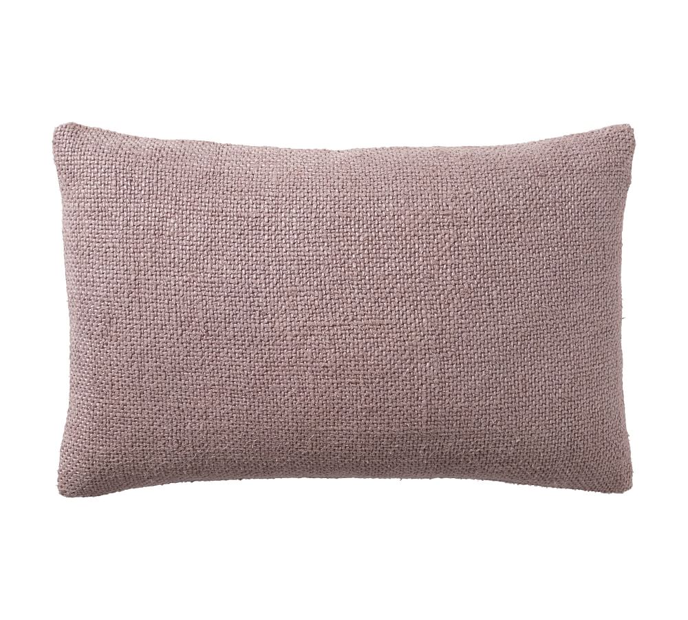 Faye Textured Linen Lumbar Pillow Cover Heather Pottery Barn