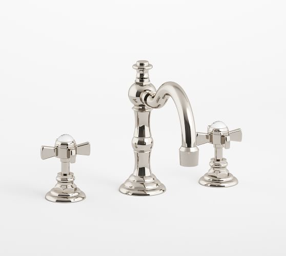 Mercer Cross Handle Widespread Bathroom Sink Faucet Pottery Barn - Polished Nickel Widespread Bathroom Sink Faucet