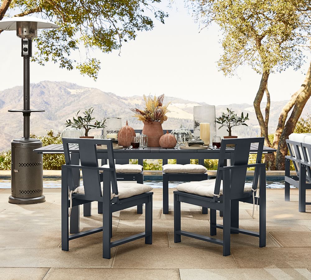 Indio 60" Metal Extending Dining Table, Slate Pottery Barn