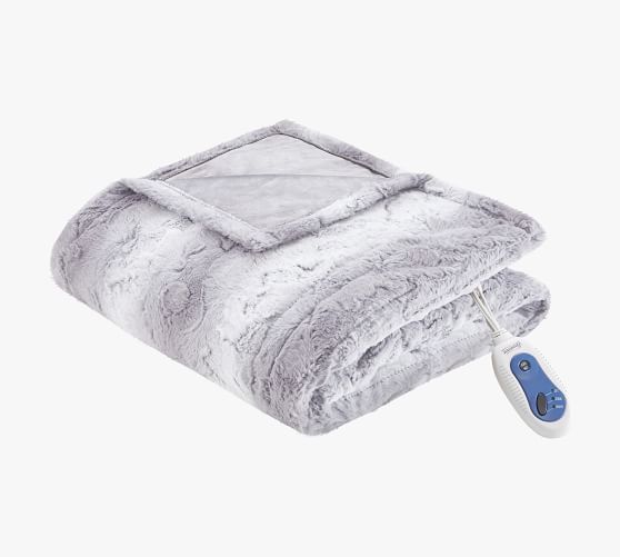 heated fur throw