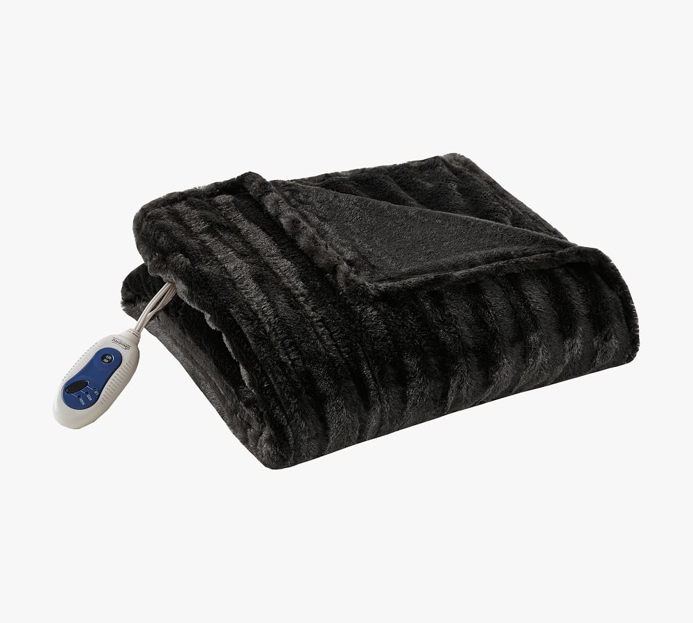 Beautyrest® Heated Faux Fur Throw Pottery Barn