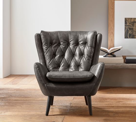 leather chair tufted