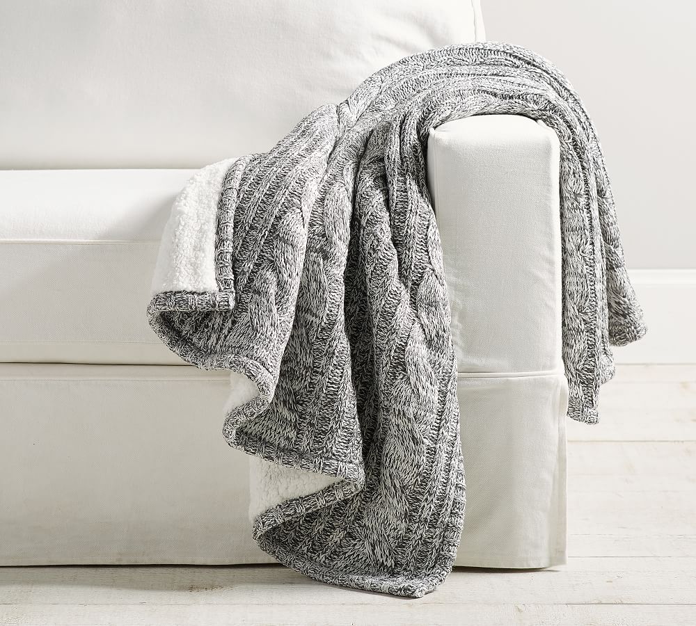 Cozy Cable Knit Throws Pottery Barn
