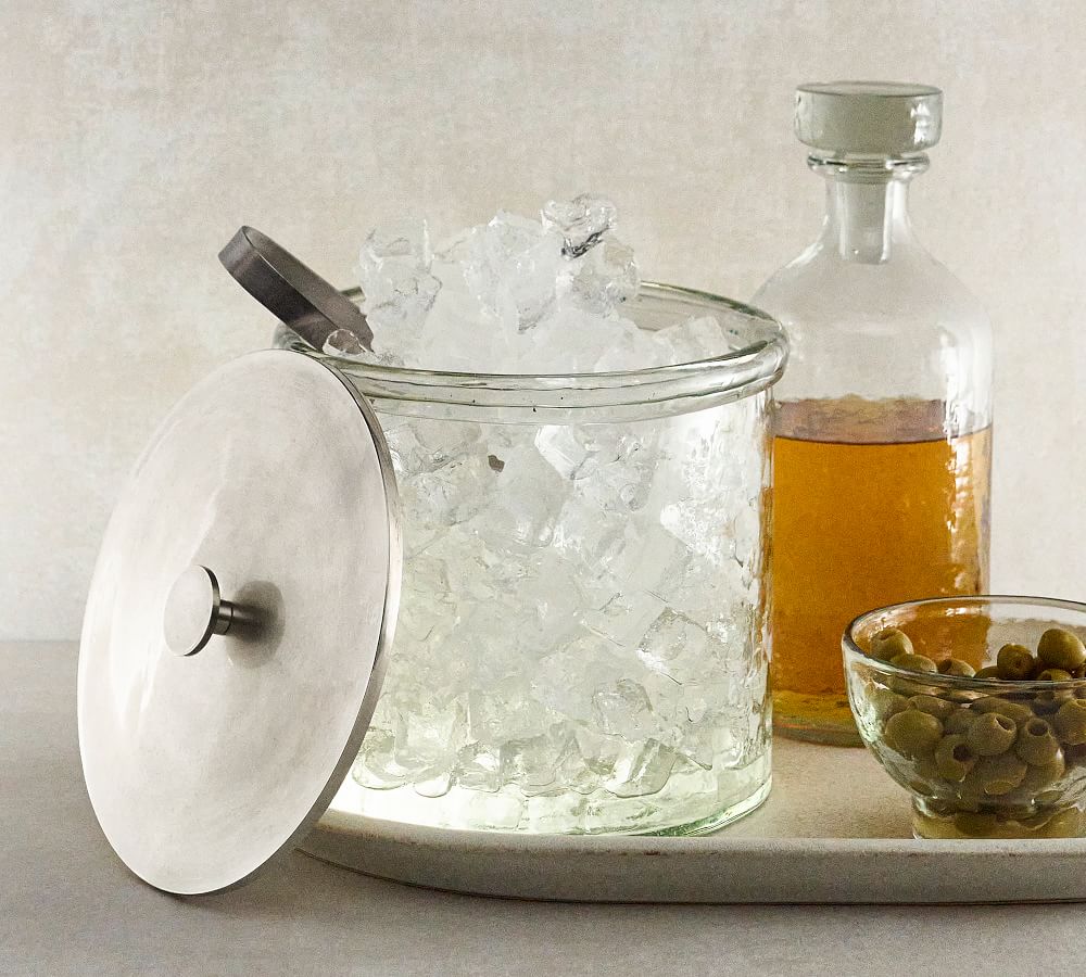 Handmade Hammered Glass Ice Bucket Pottery Barn