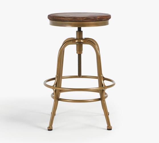 metal and wood swivel counter stools