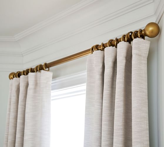 Brass Curtain Rod Wall Bracket, White Curtains Gold Rod