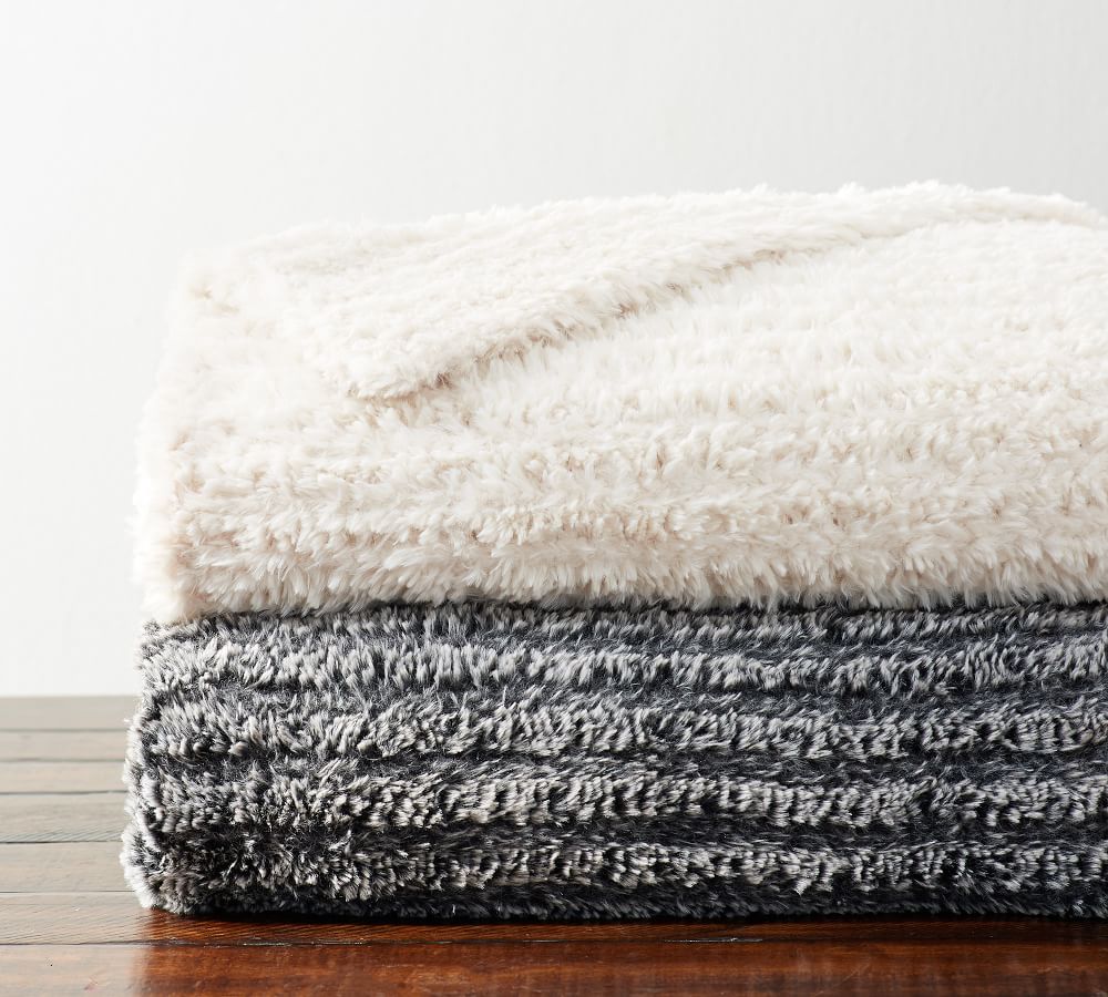Faux Fur Knitted Throw Blankets Pottery Barn