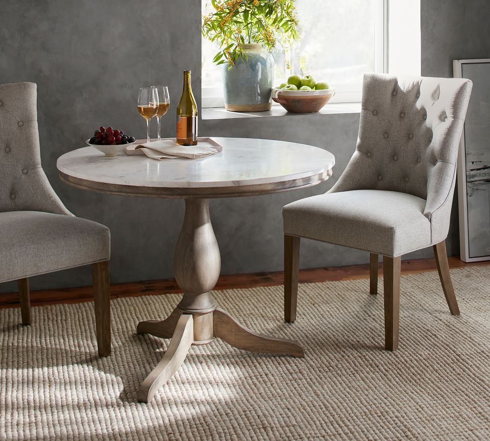 grey round marble dining table