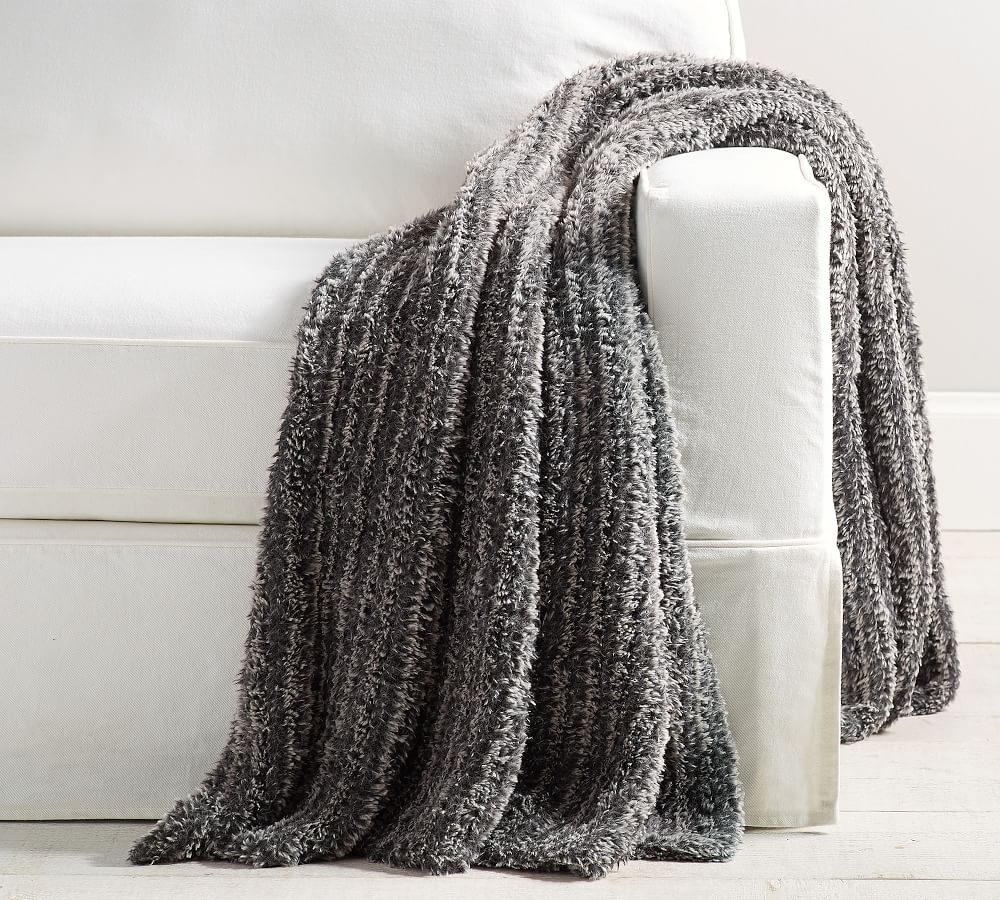 Faux Fur Knitted Throw Blankets Pottery Barn