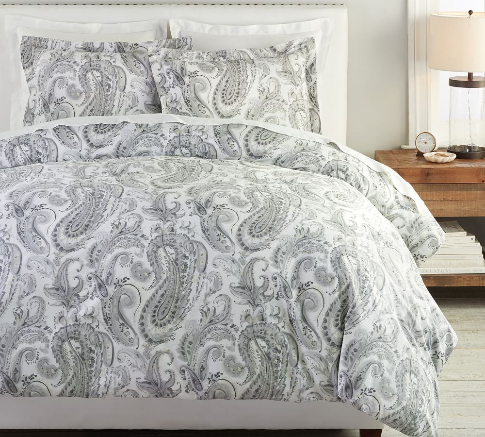 gray paisley duvet