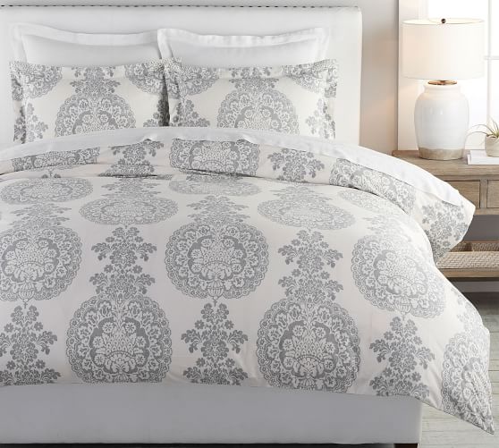 pottery barn duvet gray