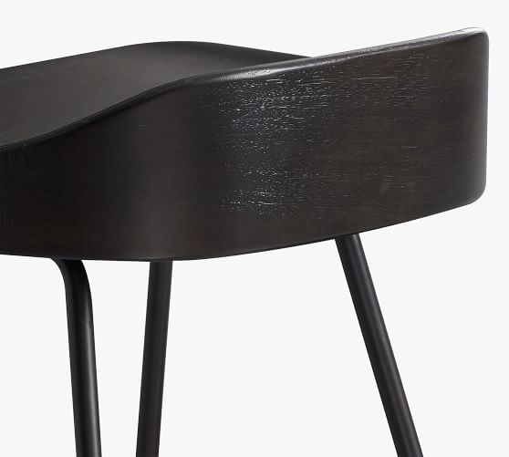 black and wood counter stools