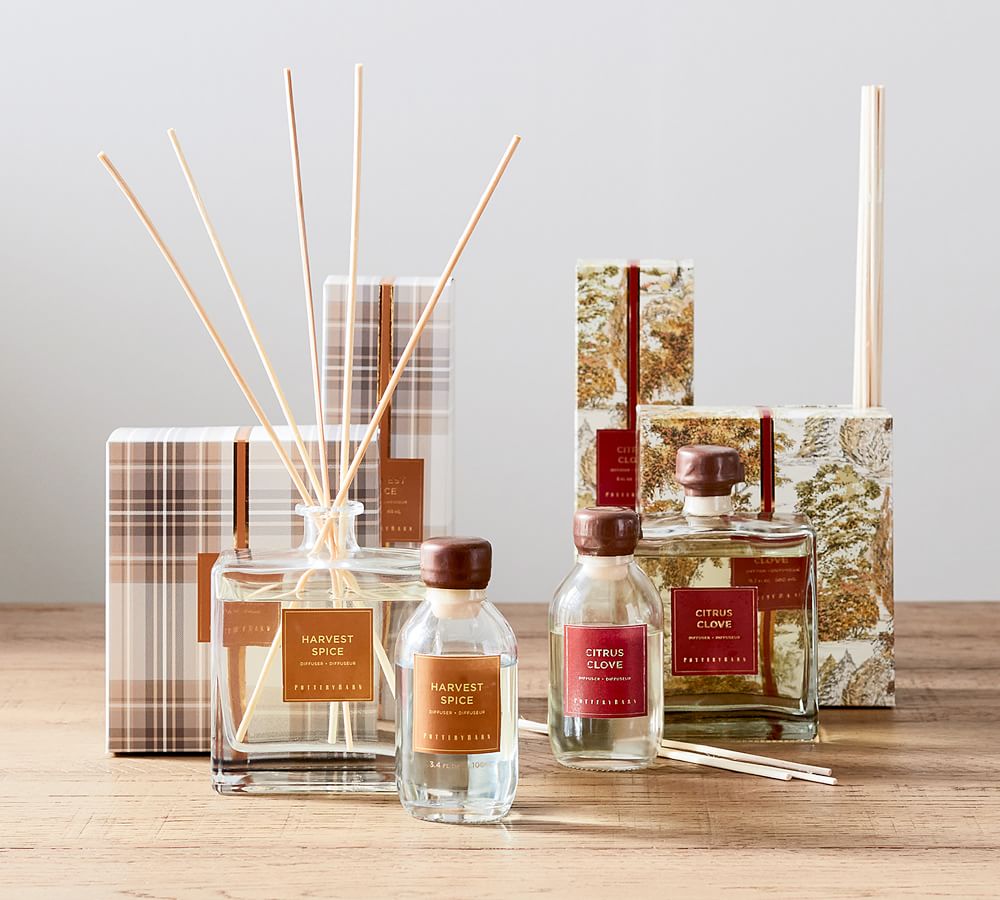 Flameless Diffuser Pillar Candle Fragrance Oil Harvest Spice, Set of