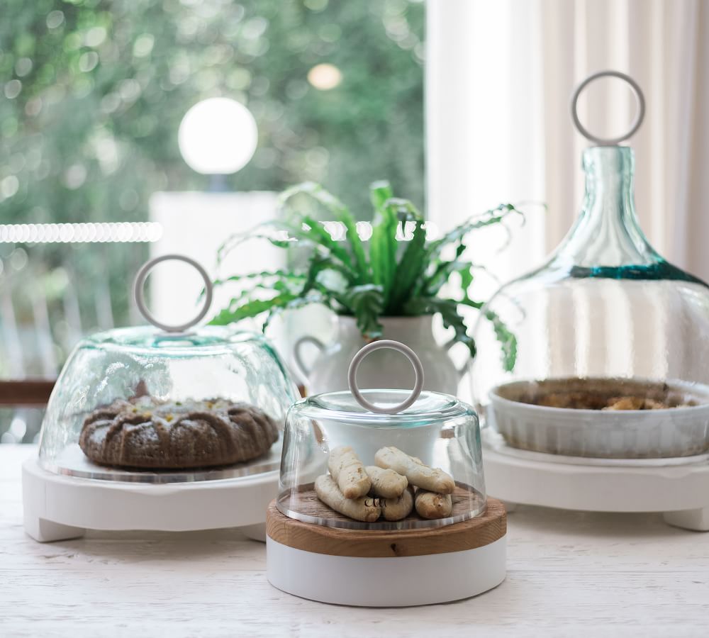 Artisan Recycled Glass Cake Dome w/ Iron Handle Pottery Barn