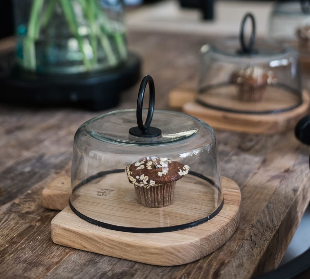 Artisan Recycled Glass Cake Dome w/ Iron Handle Pottery Barn