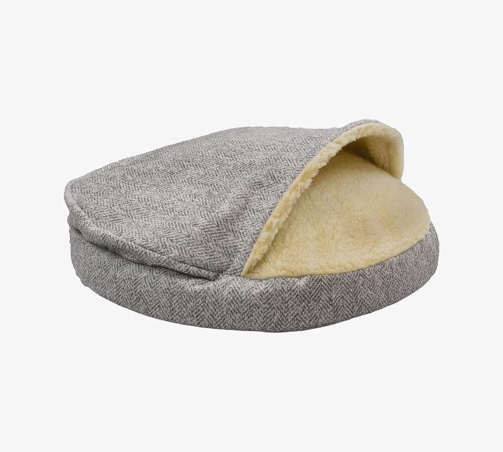 Luxury Round Microsuede Pet Cave Dog Bed- Large Cocoa