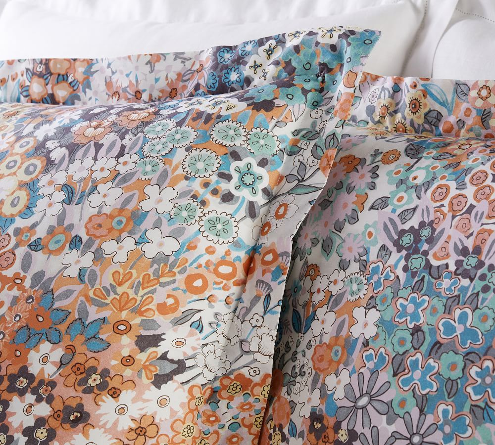 Amelia Floral Organic Percale Duvet Cover Pottery Barn