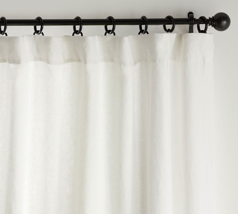 Custom Belgian Flax Linen Blackout Curtain - Ivory | Pottery Barn