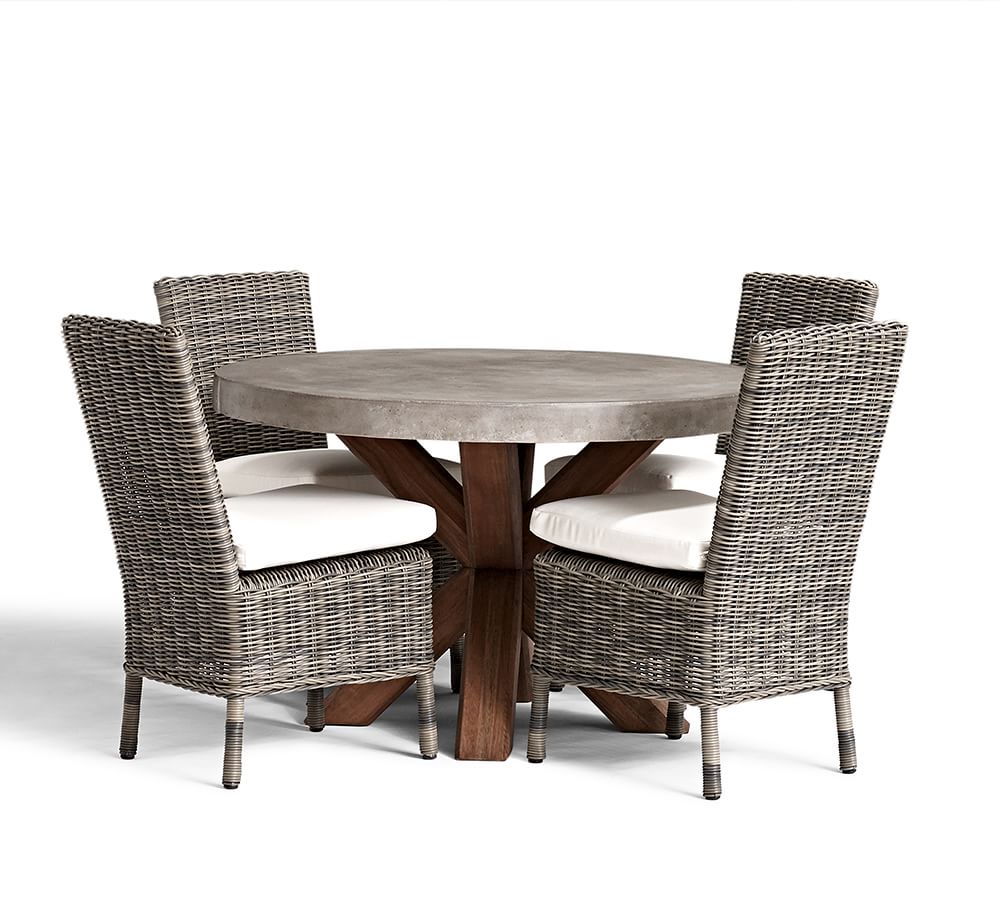 Abbott Concrete & FSC® Acacia Round Dining Table + Huntington All