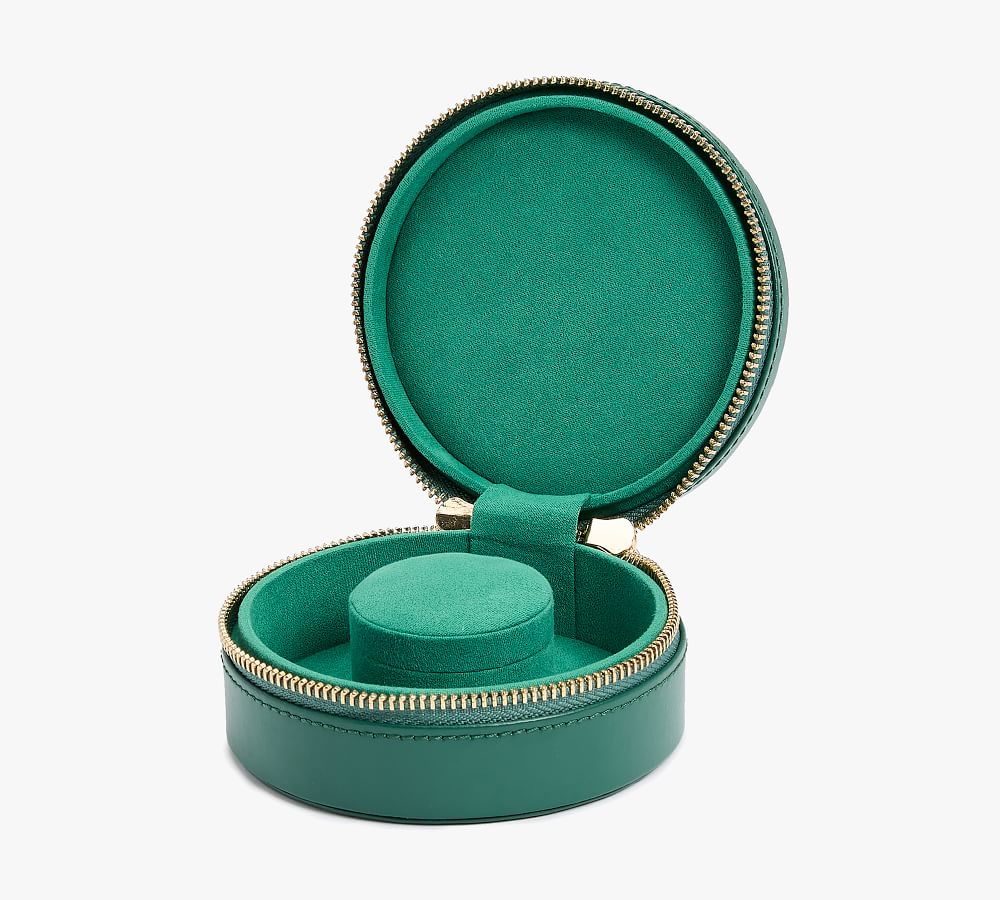 Sophia MiniZip Round Leather Jewelry Case Jewelry Organizer