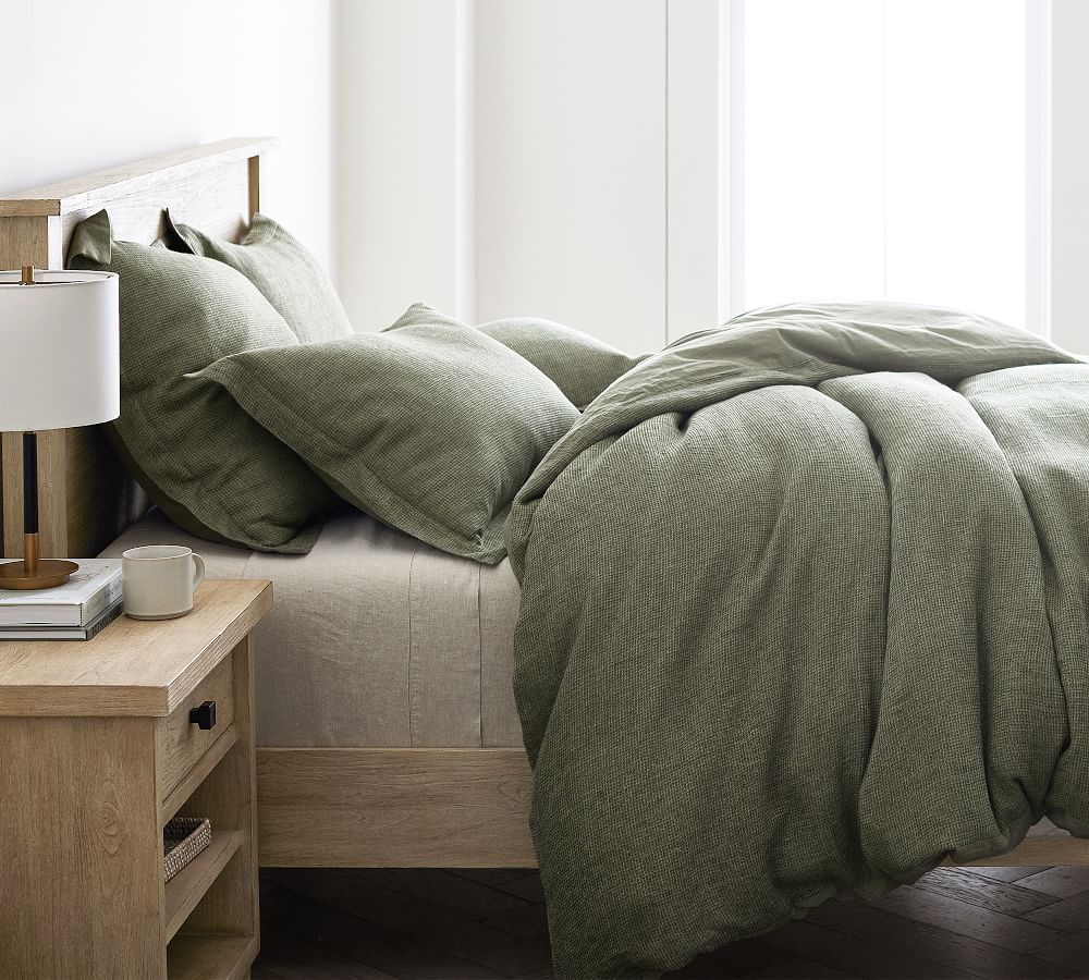 Flax Belgian Flax Linen Waffle Duvet Cover, Twin/Twin XL Pottery Barn