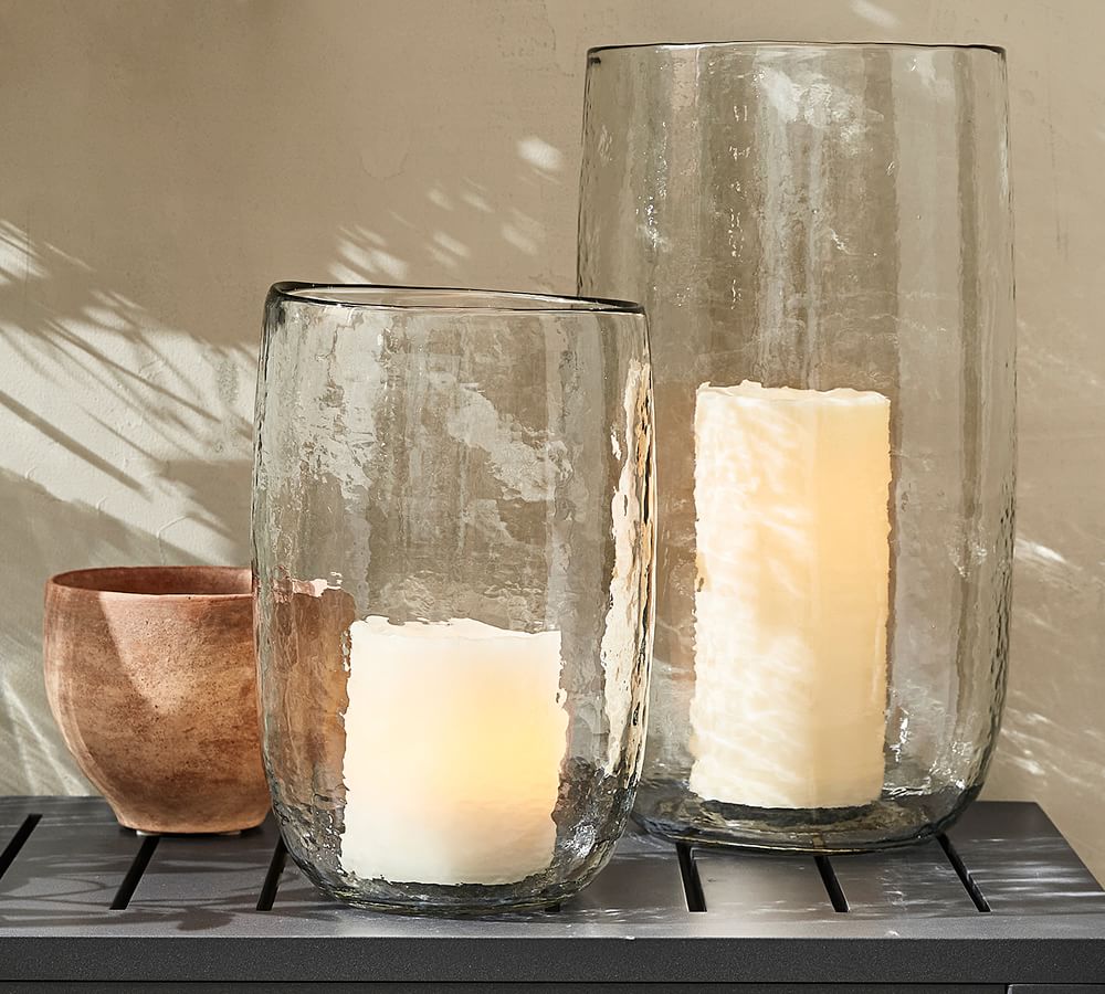 Hammered Glass Hurricanes - Clear | Pottery Barn