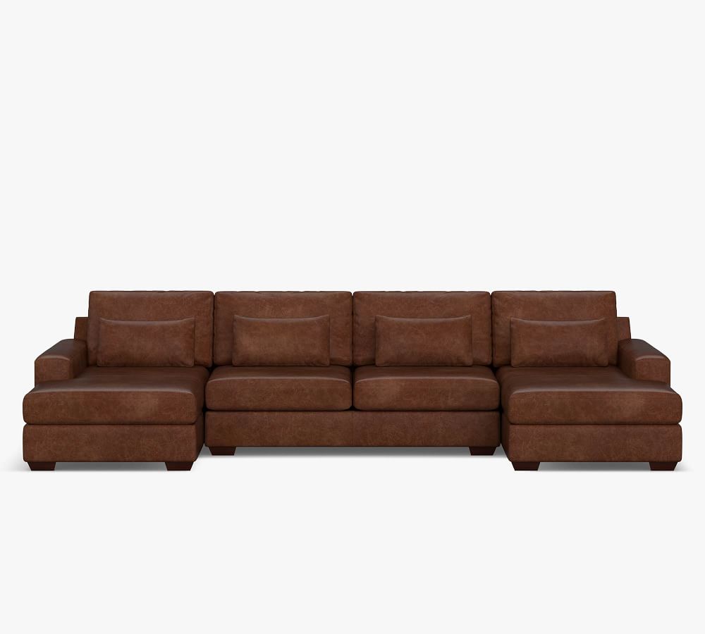 Big Sur Square Arm Deep Seat Leather UShaped Chaise Sectional